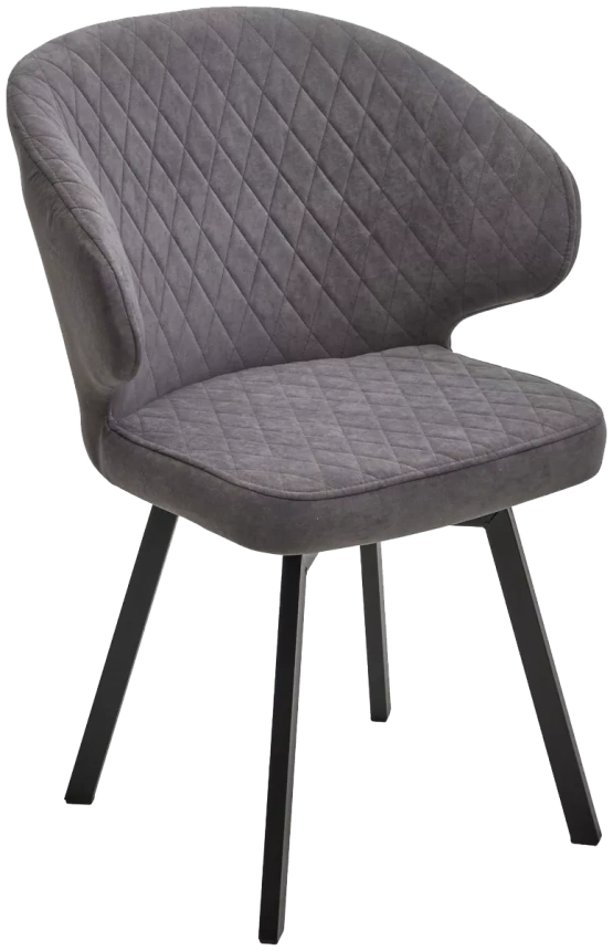 Стул Хилтон, мягкий, поворотный, B28 темно-серый, велюр, черный каркас