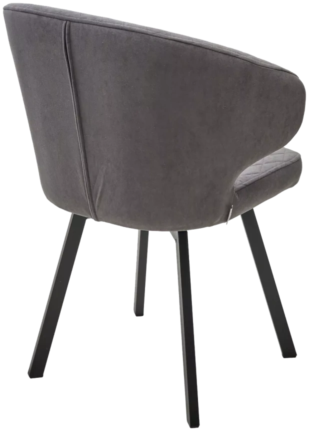 Стул Хилтон, мягкий, поворотный, B28 темно-серый, велюр, черный каркас