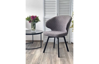 Стул Хилтон, мягкий, поворотный, B28 темно-серый, велюр, черный каркас