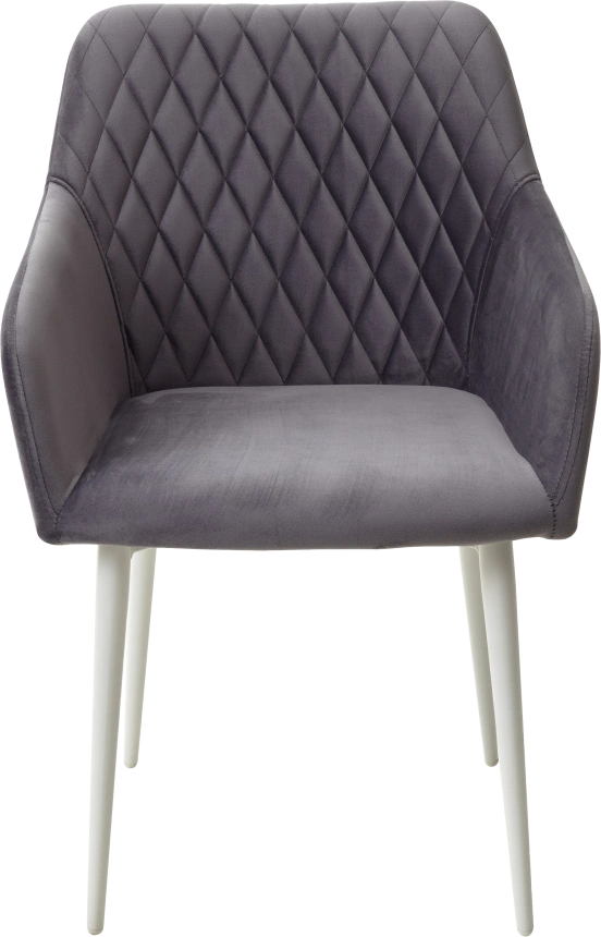 Стул Brandy-X, мягкий, Серый #27, велюр, белый каркас