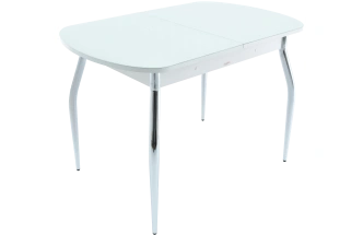 Кухонный стол Ривьера, белый, стекло СВ, каркас хром