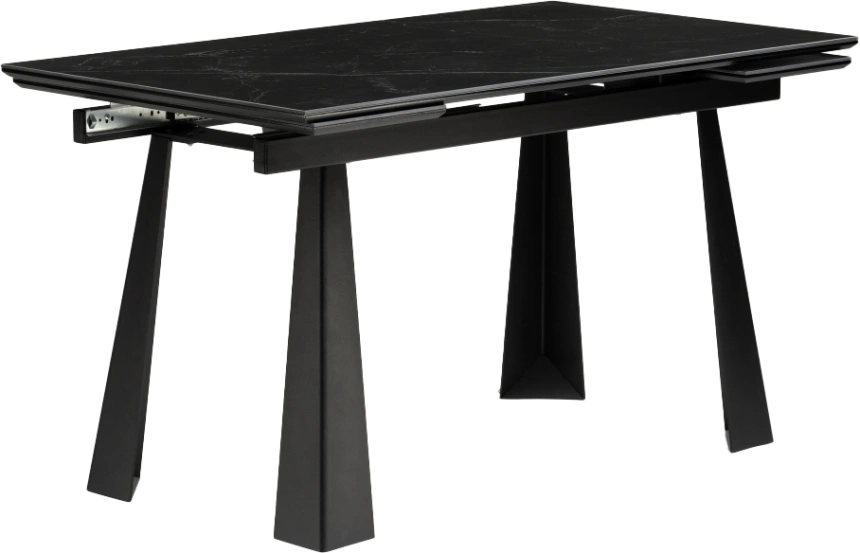 Кухонный стол раздвижной Бэйнбрук 140(200), МДФ, черный мрамор, каркас черный