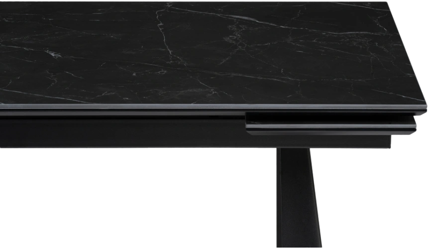 Кухонный стол раздвижной Бэйнбрук 140(200), МДФ, черный мрамор, каркас черный