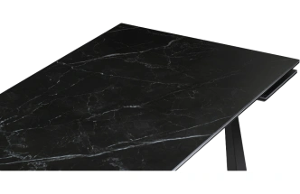 Кухонный стол раздвижной Бэйнбрук 140(200), МДФ, черный мрамор, каркас черный