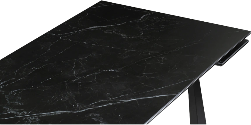 Кухонный стол раздвижной Бэйнбрук 140(200), МДФ, черный мрамор, каркас черный