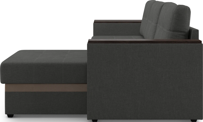Диван угловой Атланта, модель 110, Savana Grey (серый) / ECOstile Chocolate / венге