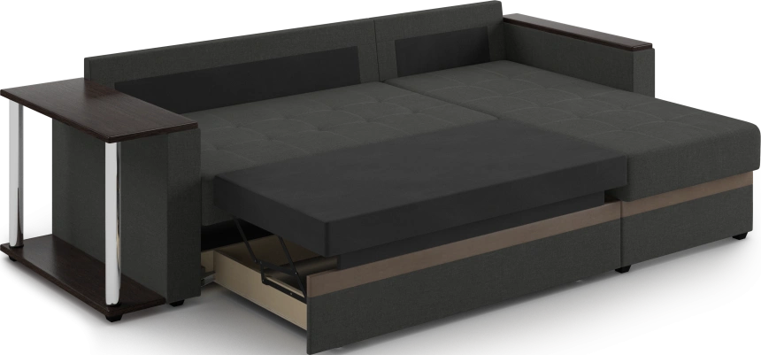 Диван угловой Атланта, модель 110, Savana Grey (серый) / ECOstile Chocolate / венге