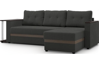 Диван угловой Атланта, модель 110, Savana Grey (серый) / ECOstile Chocolate / венге
