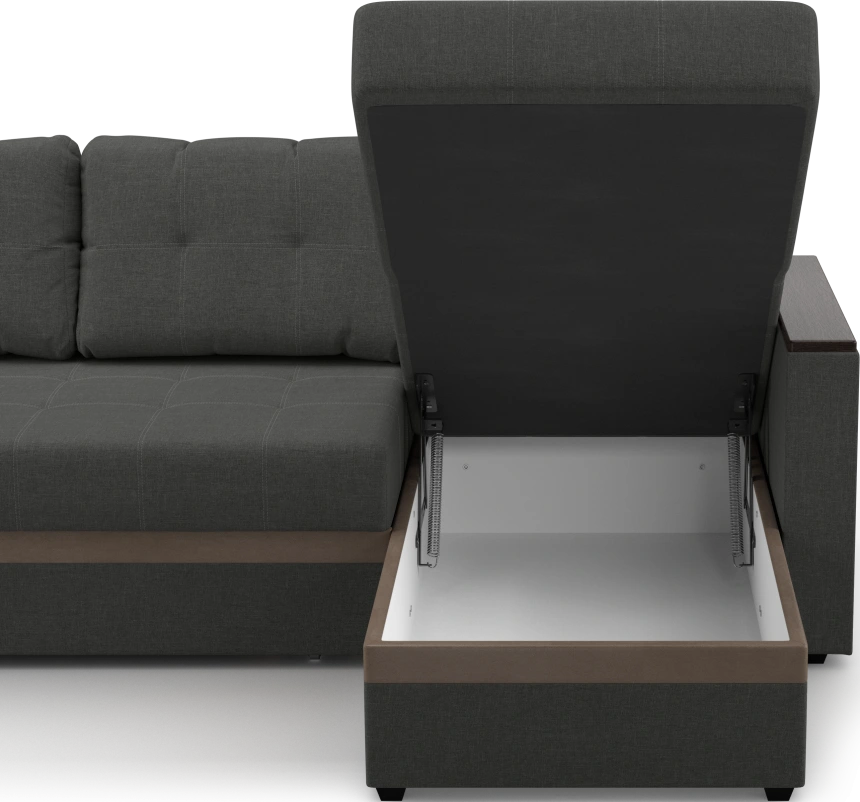 Диван угловой Атланта, модель 110, Savana Grey (серый) / ECOstile Chocolate / венге