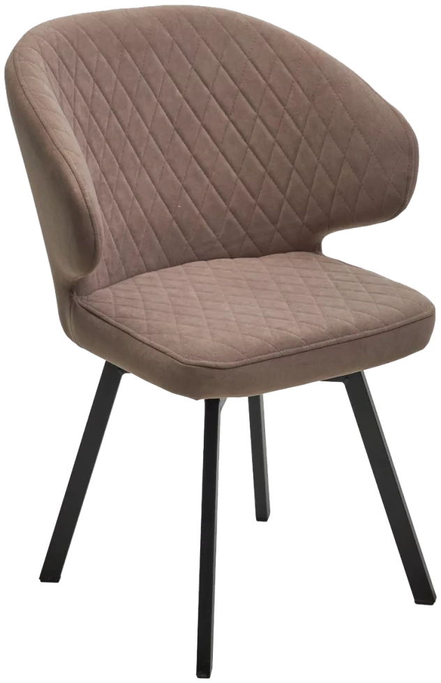 Стул Хилтон, мягкий, поворотный, B5 капучино, велюр, черный каркас 