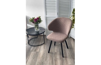 Стул Хилтон, мягкий, поворотный, B5 капучино, велюр, черный каркас 