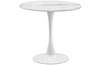 Кухонный стол Тулип, 90x73, МДФ, мрамор белый / белый
