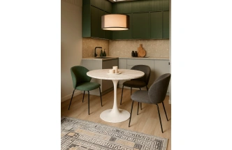 Кухонный стол Тулип, 90x73, МДФ, мрамор белый / белый