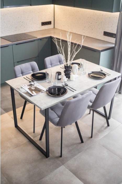 Обеденный стол Лиман, 140 х 80, бетон светлый / черный матовый