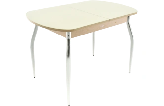 Кухонный стол Ривьера, молочный, стекло СВ, каркас хром