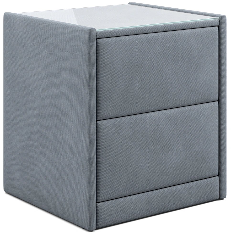 Тумба прикроватная Аризона, мягкая, с ящиками, велюр, альба темно-серый