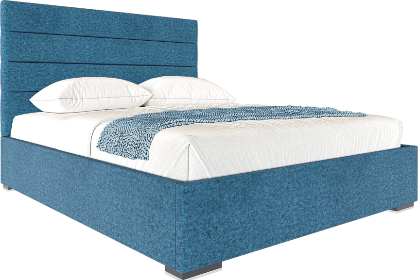 Кровать Гранда 140, мягкая, полутораспальная, аура голубой
