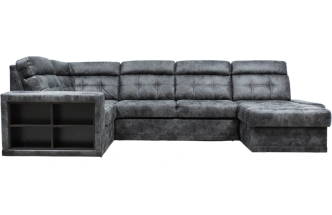 Диван угловой Мартин, ткань Маборо 14 (темно-серый), декор Венге, Нить белая