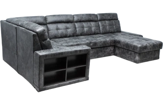 Диван угловой Мартин, ткань Маборо 14 (темно-серый), декор Венге, Нить белая