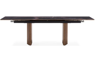 Обеденный раздвижной стол Монерон, 200(260)x100x77, стекло, мейджик / орех кантри