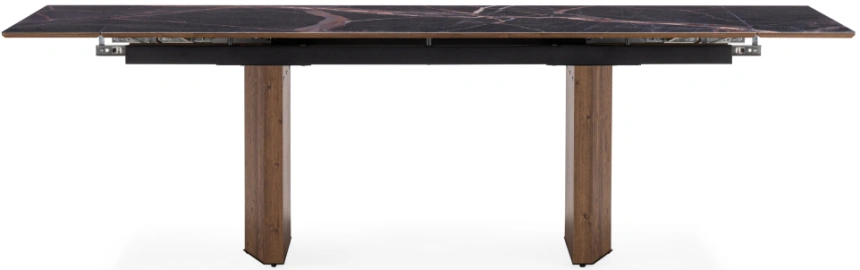 Обеденный раздвижной стол Монерон, 200(260)x100x77, стекло, мейджик / орех кантри