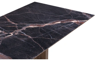 Обеденный раздвижной стол Монерон, 200(260)x100x77, стекло, мейджик / орех кантри