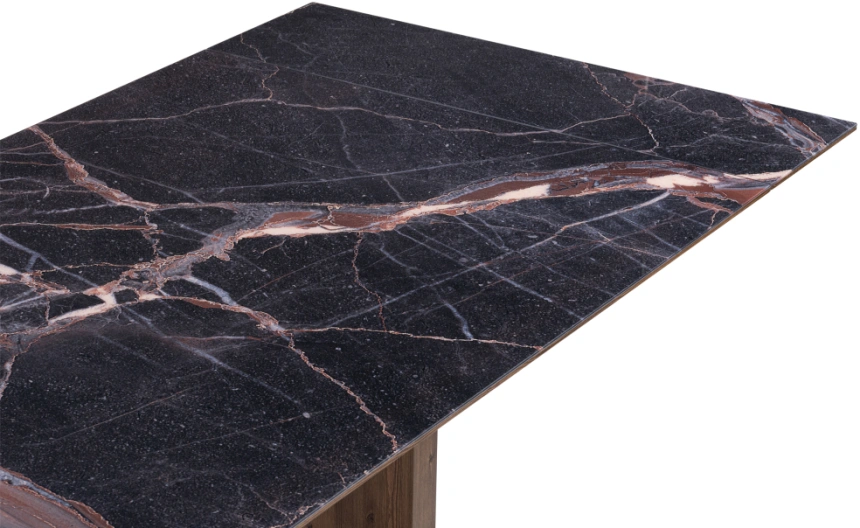 Обеденный раздвижной стол Монерон, 200(260)x100x77, стекло, мейджик / орех кантри