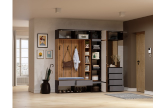 Шкаф навесной малый Роут, венге / графит софт