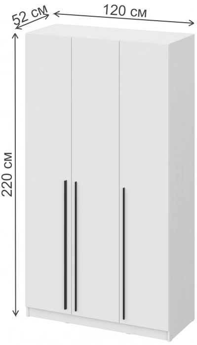 Шкаф трехдверный Бирма, распашной для одежды, белое дерево 