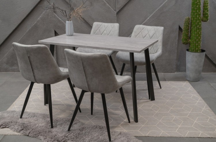 Кухонный стол Тринити Лофт, 120x60, ЛДСП, бетон, каркас матовый черный