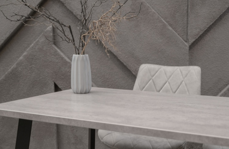 Кухонный стол Тринити Лофт, 120x60, ЛДСП, бетон, каркас матовый черный