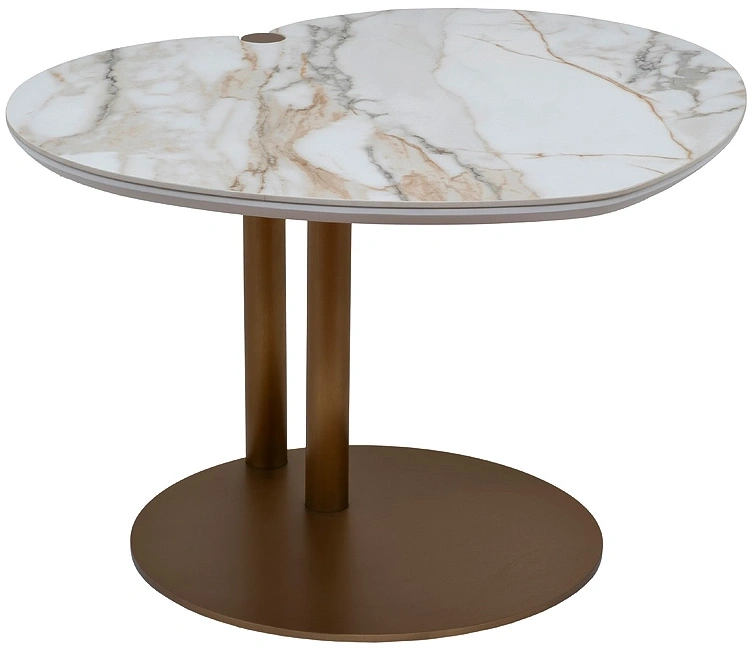 Журнальный стол 58DB-03187, 70x60x45, МДФ, белый мрамор / коричневый