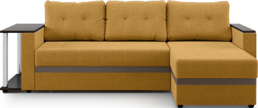 Диван угловой Атланта, модель 110, Savana Plus yellow (соломенный) / ECOstile Chocolate / венге