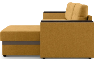 Диван угловой Атланта, модель 110, Savana Plus yellow (соломенный) / ECOstile Chocolate / венге