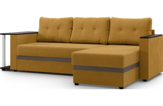 Диван угловой Атланта, модель 110, Savana Plus yellow (соломенный) / ECOstile Chocolate / венге