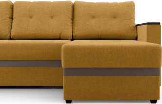 Диван угловой Атланта, модель 110, Savana Plus yellow (соломенный) / ECOstile Chocolate / венге