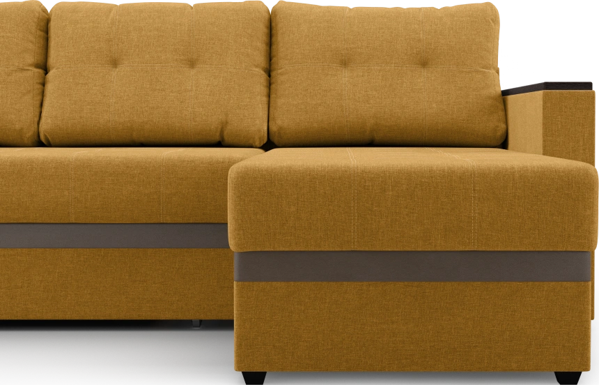 Диван угловой Атланта, модель 110, Savana Plus yellow (соломенный) / ECOstile Chocolate / венге