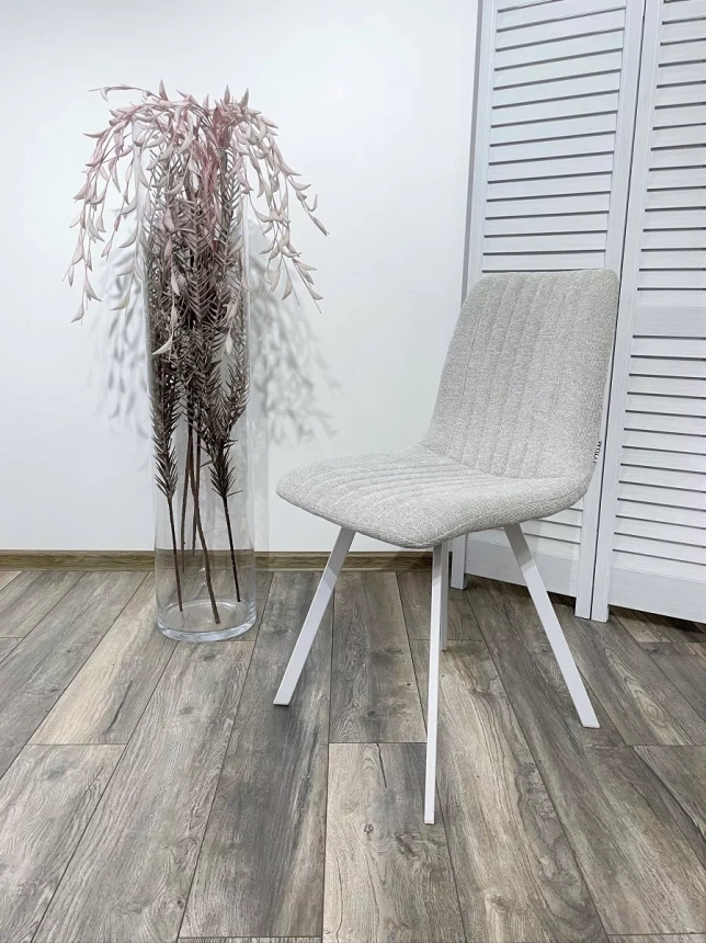 Стул Elvis, мягкий, WZ2042-19 галечный серый фактурный велюр, белый каркас