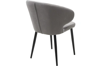 Стул Хилтон, мягкий, B22 серый, велюр, черный каркас