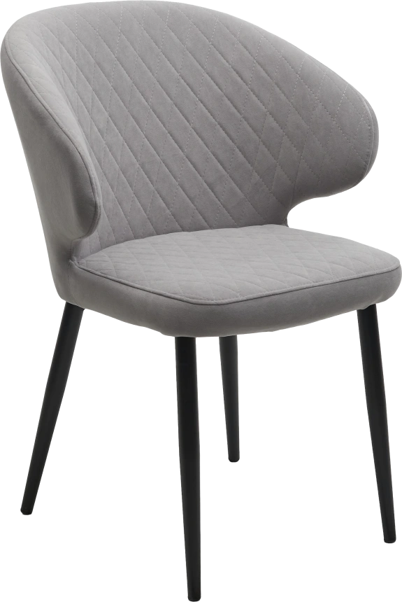 Стул Хилтон, мягкий, B22 серый, велюр, черный каркас