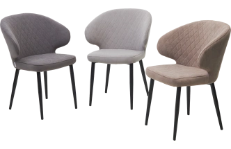 Стул Хилтон, мягкий, B22 серый, велюр, черный каркас