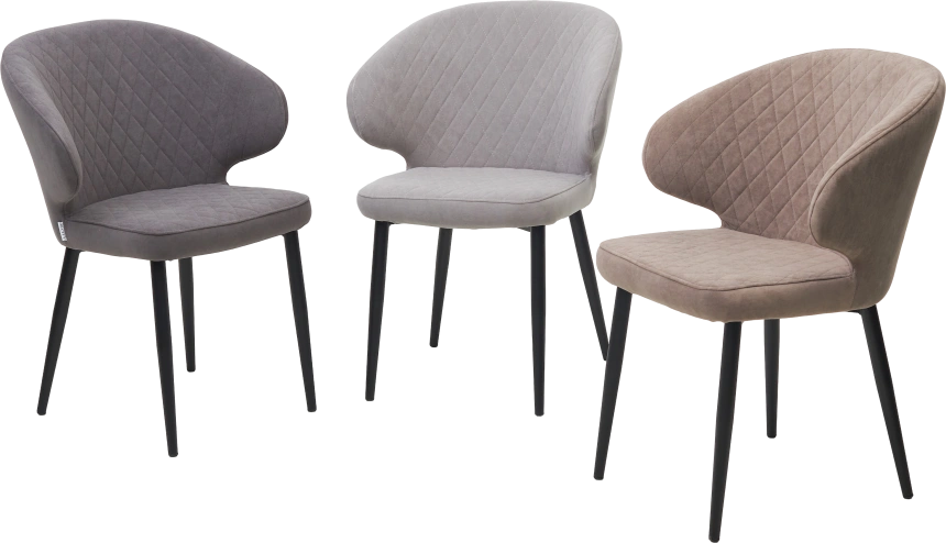 Стул Хилтон, мягкий, B22 серый, велюр, черный каркас