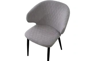 Стул Хилтон, мягкий, B22 серый, велюр, черный каркас