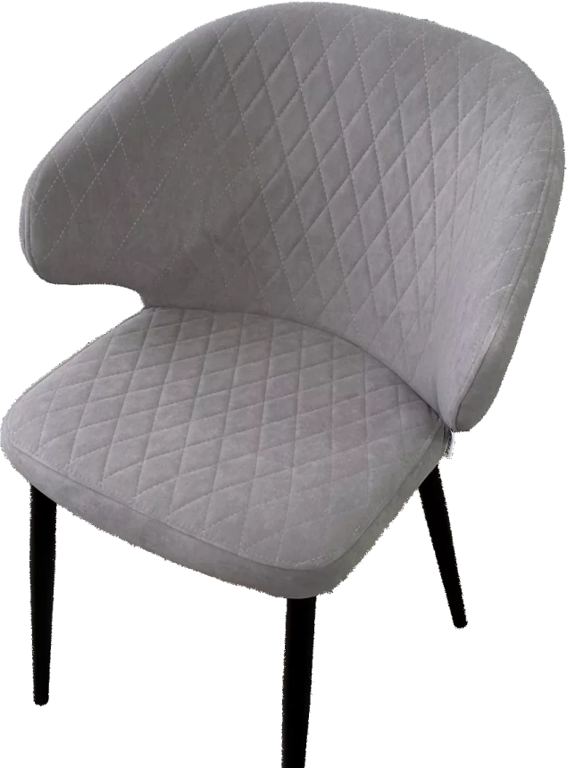 Стул Хилтон, мягкий, B22 серый, велюр, черный каркас