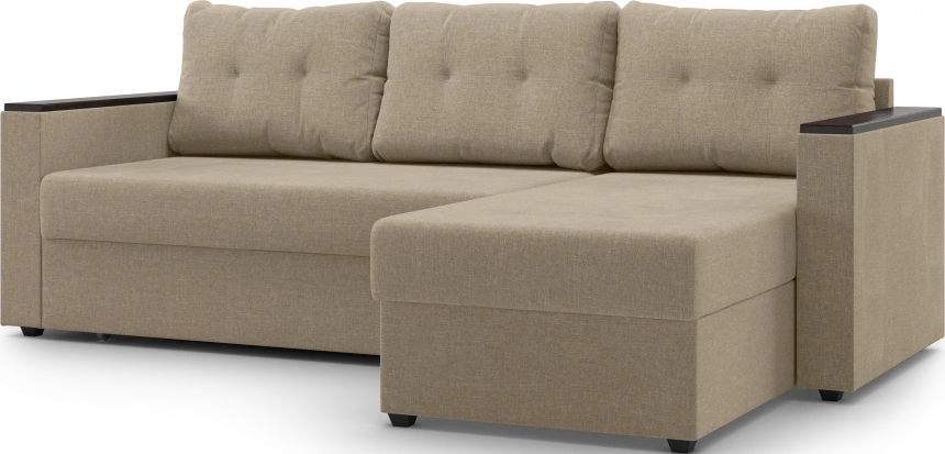 Диван угловой, Атлантик, модель 111, Savana Camel (бежевый) / венге