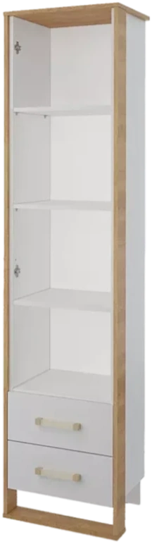 Шкаф Сити, однодверный с двумя ящиками, Бело-серый / Дуб небраска