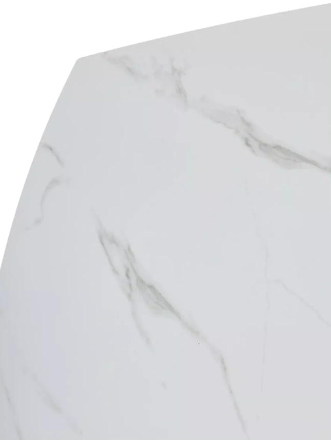 Обеденный раздвижной стол Balde 140, Matt White Marble Solid Ceramic, Black