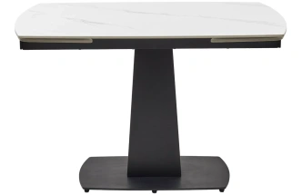 Обеденный раздвижной стол Balde 140, Matt White Marble Solid Ceramic, Black