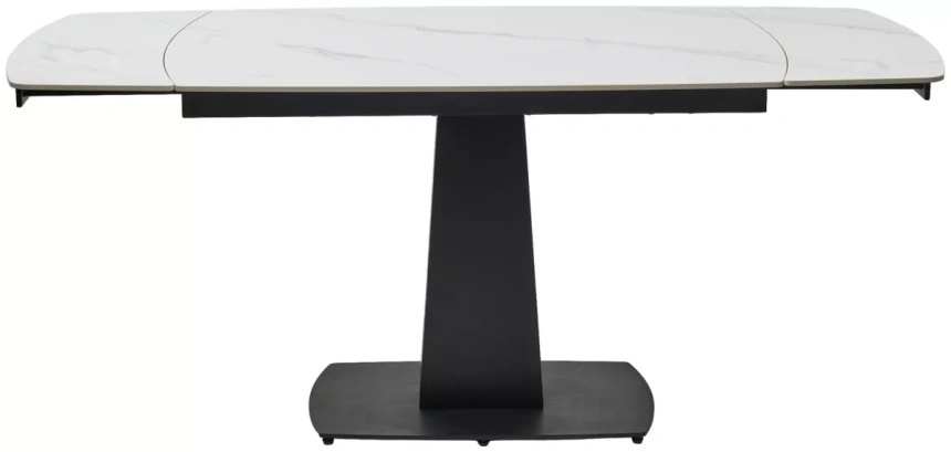 Обеденный раздвижной стол Balde 140, Matt White Marble Solid Ceramic, Black