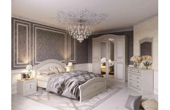 Спальный гарнитур ,Николь, композиция #1, ясень жемчужный / ваниль